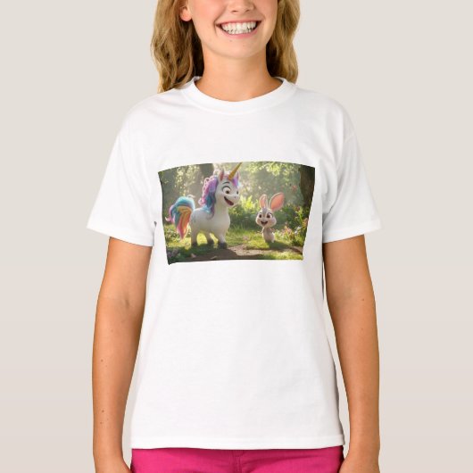 Eenhoorn met Bunny in het bos T-shirt (Voorkant)