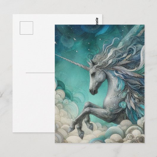 Eenhoorn Met Drie Benen In De Wolken Briefkaart (Voorkant / Achterkant)