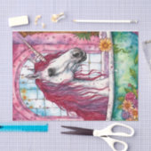 Eenhoorn met een extra oor in een badkuip Decoupag Tissuepapier (Craft)