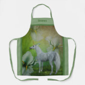 Eenhoorn met fantasiebloemen gepersonaliseerd schort (Voorkant)