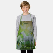 Eenhoorn met fantasiebloemen gepersonaliseerd schort (Gedragen)