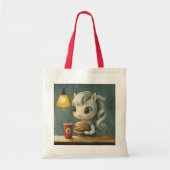 Eenhoorn met hamburger en drink tote bag (Voorkant)