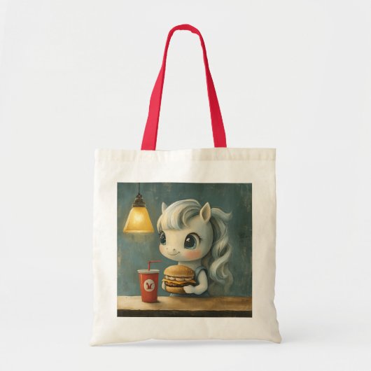 Eenhoorn met hamburger en drink tote bag (Voorkant)