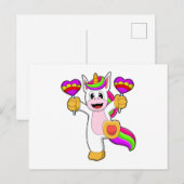 Eenhoorn met harten briefkaart (Voorkant / Achterkant)