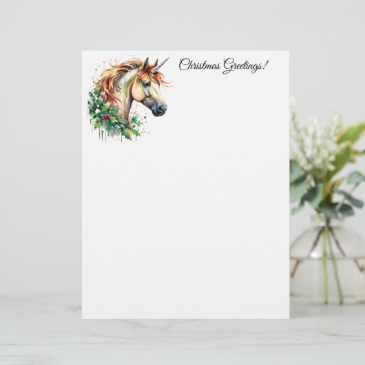 Eenhoorn met Kerstmis Briefhoofd (Staand voorkant)