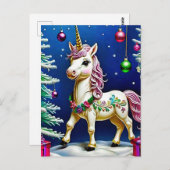 Eenhoorn met Kerstmis Briefkaart (Voorkant / Achterkant)