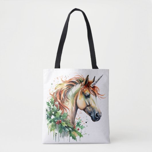 Eenhoorn met Kerstmis Tote Bag (Voorkant)