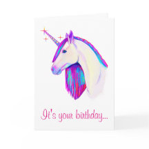 Eenhoorn met kleuren Verjaardag Kaart