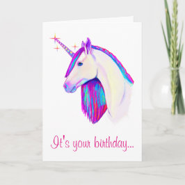 Eenhoorn met kleuren Verjaardag Kaart