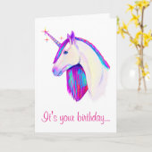 Eenhoorn met kleuren Verjaardag Kaart (Gele Bloem)