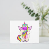 Eenhoorn met kleurrijke haren briefkaart (Staand voorkant)