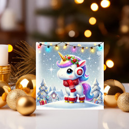 Eenhoorn met knusse winter oorbeschermers feestdagenkaart