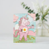 Eenhoorn met koffie en ei briefkaart (Staand voorkant)