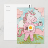 Eenhoorn met koffie en ei briefkaart (Voorkant / Achterkant)