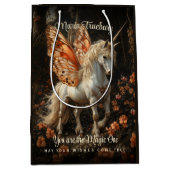 Eenhoorn met Oranje vlindervleugels Aanmoediging Medium Cadeauzakje (Voorkant)