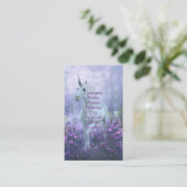 Eenhoorn met paarse bloemen visitekaartje (Staand voorkant)