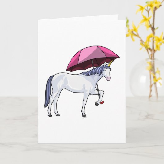 Eenhoorn met paraplu kaart (Gele Bloem)