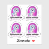 Eenhoorn met persoonlijke naam custom-cut vinyl sticker (Vel)