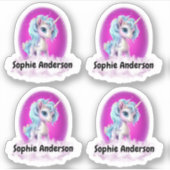 Eenhoorn met persoonlijke naam custom-cut vinyl sticker (Voorkant)