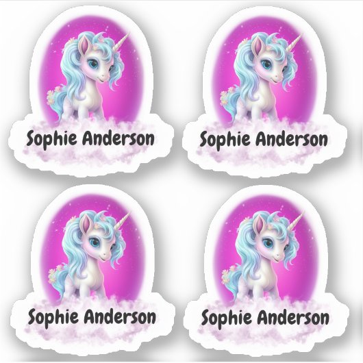 Eenhoorn met persoonlijke naam custom-cut vinyl sticker (Voorkant)