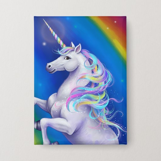 Eenhoorn met Regenboog Button (Voorkant)