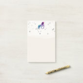 Eenhoorn met regenboog en zilveren sterren post-it® notes (Op bureau)