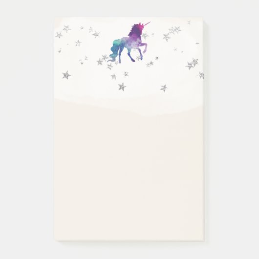 Eenhoorn met regenboog en zilveren sterren post-it® notes (Voorkant)