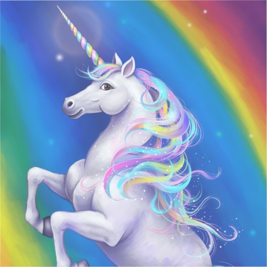 Eenhoorn met Regenboog Sticker (Voorkant)