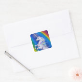 Eenhoorn met Regenboog Vierkante Sticker (Envelop)