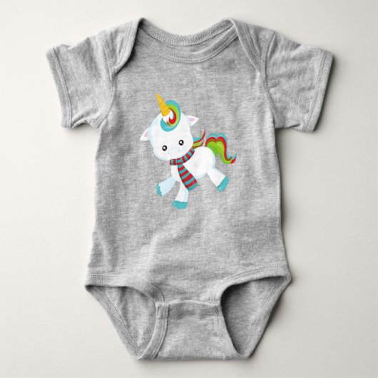 Eenhoorn met sjaal, Schattigee eenhoorn, kleine ee Romper (Voorkant)