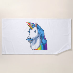 Eenhoorn met snor Dadacorn Dadicorn Dag Strandlaken