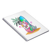 Eenhoorn met surfplank op het strand notitieboek (Rechterzijde)