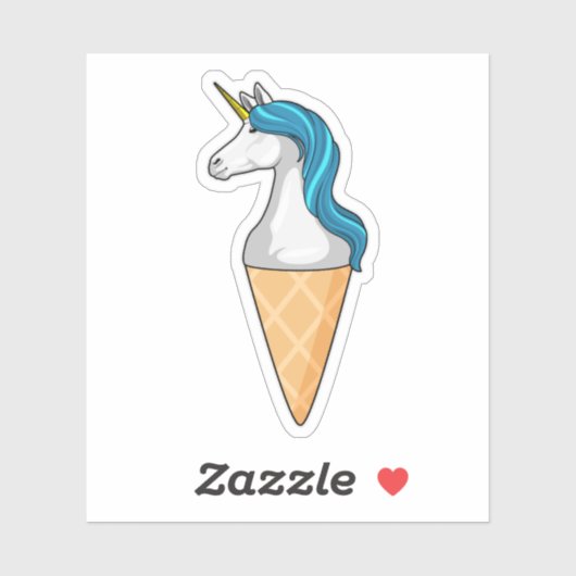 Eenhoorn met wafel ijs sticker (Vel)