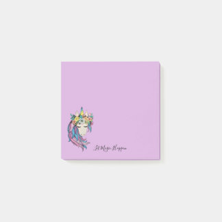 Eenhoorn met wilde bloemen in Waterverf Post-it® Notes