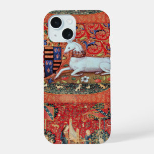 EENHOORN, MIDDELEEUWSE FANTASIE BLOEMEN, FLORAAL iPhone 15 CASE