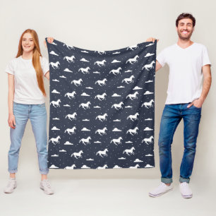 Eenhoorn Middennachtelijke Hemelpatroon Blauw Fleece Deken