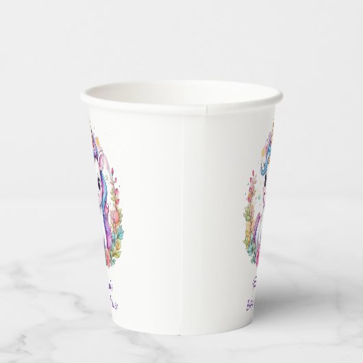 Eenhoorn minimalistisch Baby shower positief Papieren Bekers (Rechts)