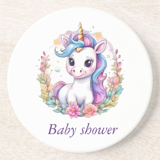 Eenhoorn minimalistisch regenboog positief Baby sh Zandsteen Onderzetter (Voorkant)