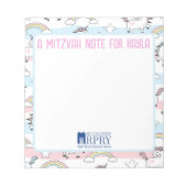 Eenhoorn Mitzvah Note Pad Notitieblok (Voorkant)