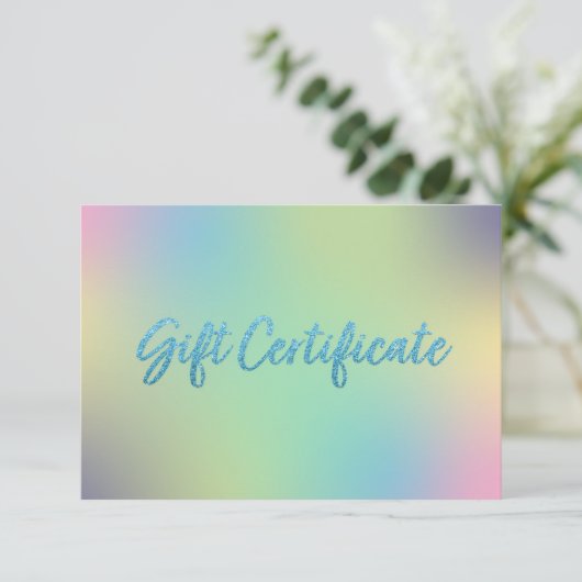 Eenhoorn Mix Faux Blue Glitter Cadeaubon (Staand voorkant)