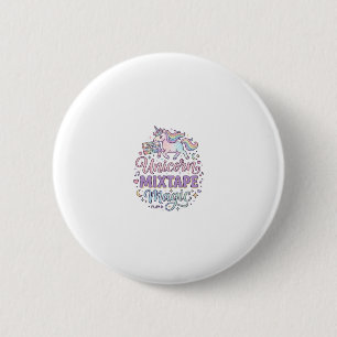 Eenhoorn Mixtape Magie Schattige Sticker en Shirt Ronde Button 5,7 Cm