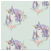 Eenhoorn Moeder & Baby Waterverf Flora Pattern Stof (Close Up)