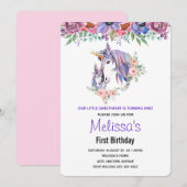 Eenhoorn Moeder & baby Waterverf Verjaardag Kaart (Voorkant / Achterkant)