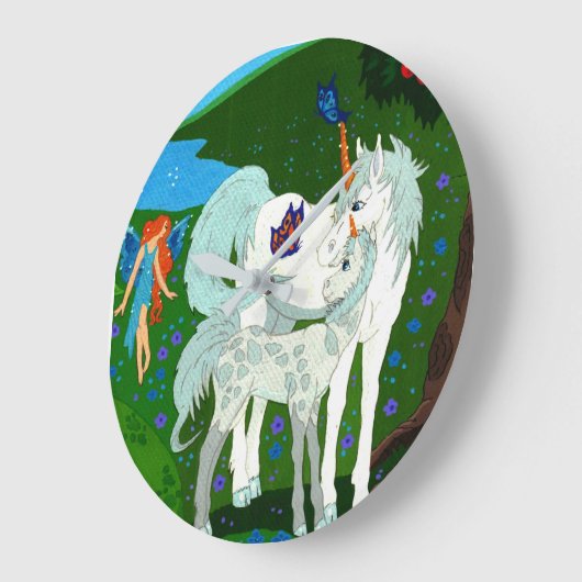 Eenhoorn Moeder En Colt Wandklok (Hoek)