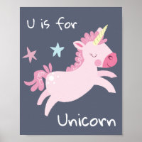 Eenhoorn Mooie Roze Kinderkamer Poster