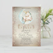 Eenhoorn Moon Gold Glitter Confetti Baby shower Kaart (Staand voorkant)