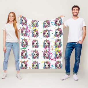 Eenhoorn Muzikaal Patroon Fleece Deken