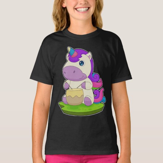 Eenhoorn Muzikant Drum Muziek T-shirt (Voorkant)