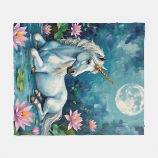 Eenhoorn Mystic Garden Fleece Deken (Voorkant (Horizontaal))