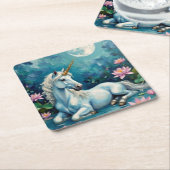 Eenhoorn Mystic Garden Kartonnen Onderzetters (Schuin)
